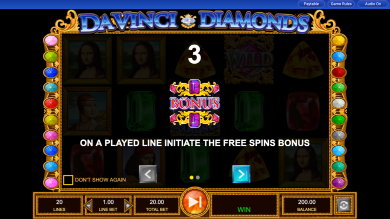 Da Vinci Diamonds Main Screen